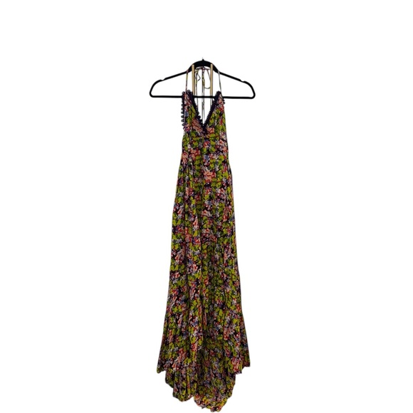 FP One Free People Green Purple High low Floral Halter Maxi special occasion - Picture 3 of 16